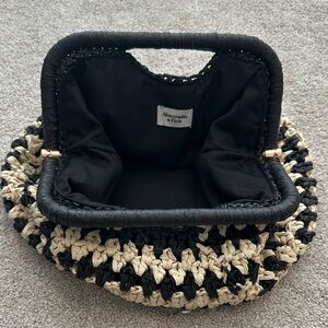 Abercrombie & Fitch Black and Tan Woven Clutch